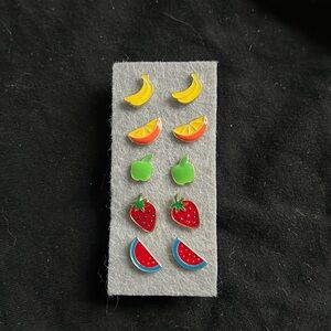 Enamel fruit stud set girl crew style